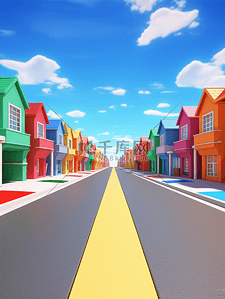 色彩斑斓城市建筑街道创意背景10