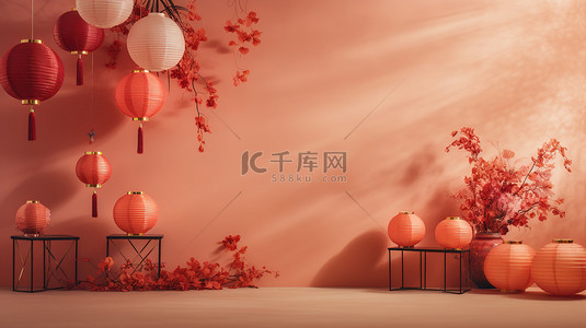 春节元素背景图片_新年装饰元素电商背景13