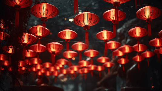 新年元素摄影照片_中国春节除夕红灯笼