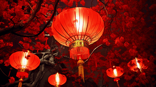 新年元素摄影照片_中国春节除夕红灯笼
