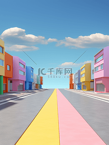 色彩斑斓城市建筑街道创意背景8