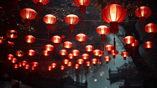 中国春节除夕红灯笼