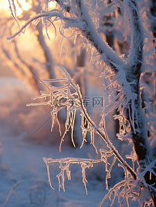 树枝上的冰挂冬天雪景3
