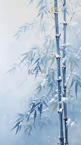 冬天雪花背景图片_国画风格冬天竹子背景1