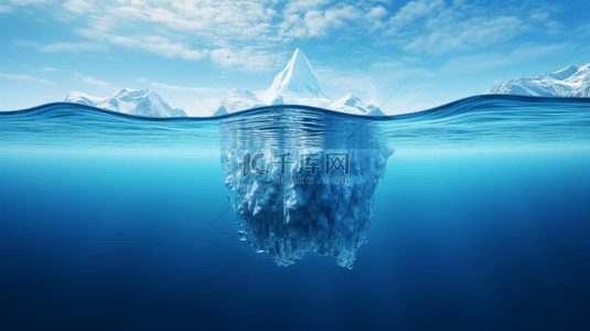 海洋冰山背景图片_蓝色冰山一角创意背景3