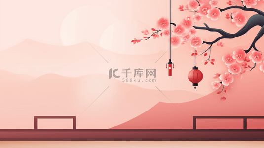 几何红色背景图片_红色中国风几何花卉背景3