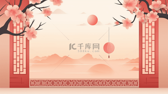 红色背景11背景图片_红色中国风几何花卉背景11