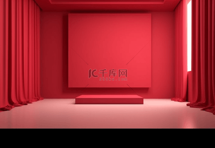 红色立体边框背景图片_红色现代感边框造型创意背景3