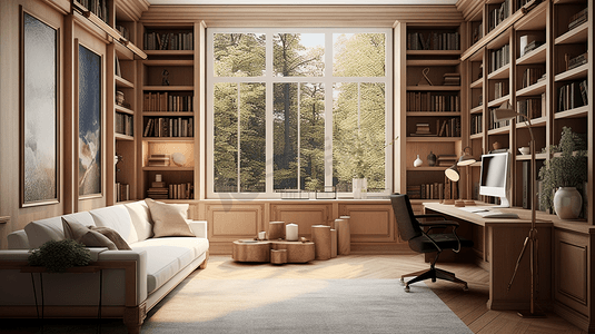 现代家装舒适的书房