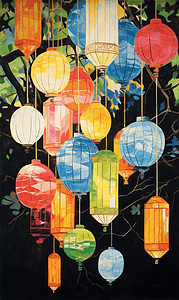 春节中式彩灯纸质灯