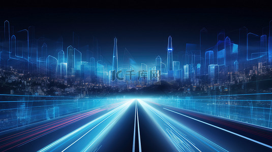 城市科技背景图片_深蓝色城市道路线绘2