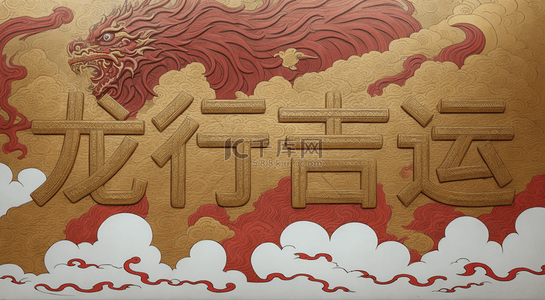 新年龙行吉运吉祥语文字背景