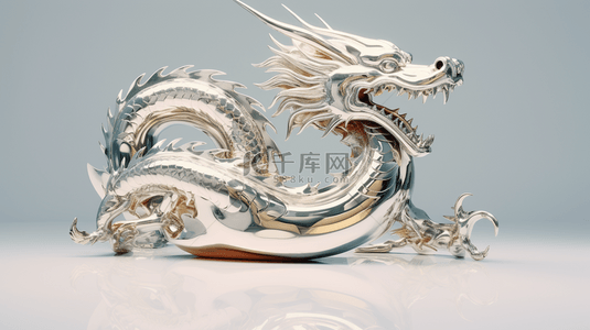 3D立体镀铬银色的龙图片7