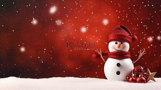 鸭子雪人背景图片_带有圣诞装饰雪人壁纸9
