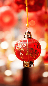 春节红灯笼背景摄影照片_中国红春节红灯笼