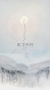 素雅山水背景图片_肌理磨砂素雅淡雅国风山水底纹