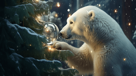 雪花素材图片背景图片_圣诞节北极熊图片10