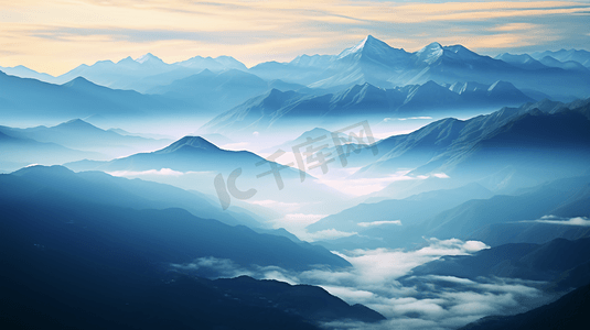 云雾缭绕的群山美景
