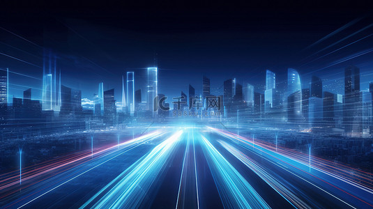 城市科技线背景图片_深蓝色城市道路线绘19