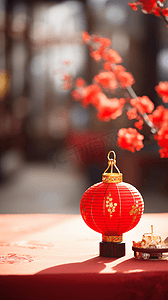 中国风红背景摄影照片_中国红春节红灯笼