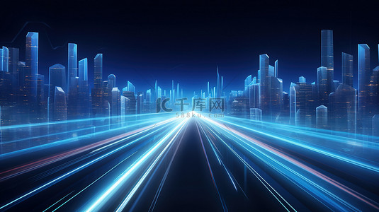 城市科技背景图片_深蓝色城市道路线绘3