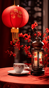 中国风红背景摄影照片_中国红春节主题背景
