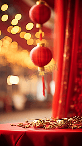 中国风背景新年摄影照片_中国红春节主题背景