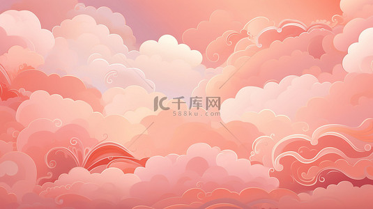 云朵和背景图片_云朵和音符柔和桃色背景10