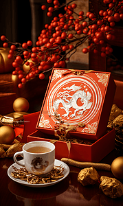 中国风图案摄影照片_春节礼物礼品包装盒