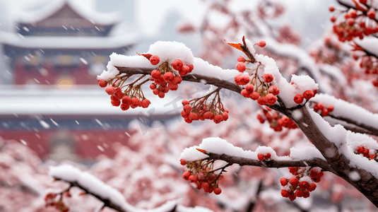 冬季北京故宫冰雪覆盖的树