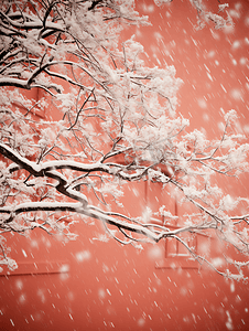 冬季故宫红墙雪景