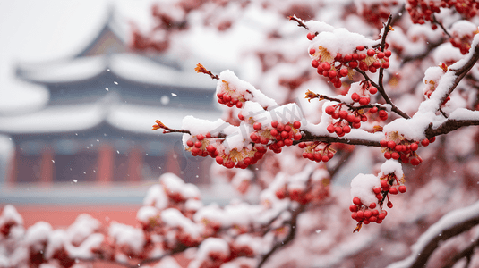 冬季北京故宫冰雪覆盖的树