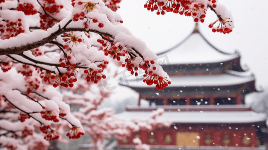 冬季北京故宫冰雪覆盖的树