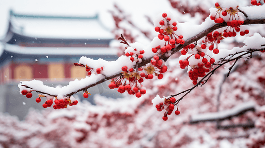 冰雪摄影照片_冬季北京故宫冰雪覆盖的树
