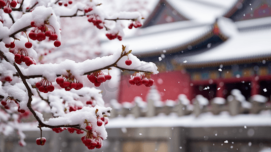 冬季北京故宫冰雪覆盖的树