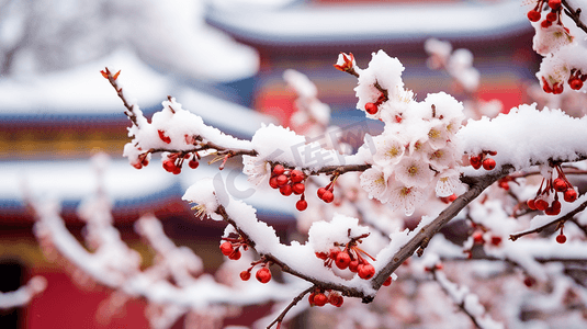 冬季北京故宫冰雪覆盖的树