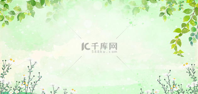 春天植物花朵淡绿色简约背景背景图片