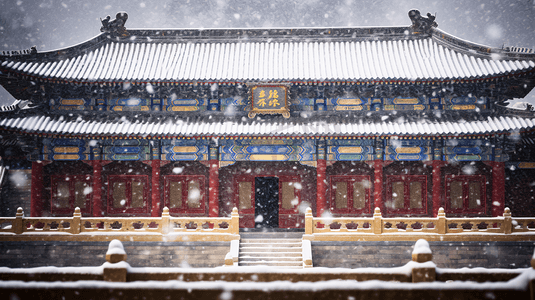 冬季飘雪故宫雪景