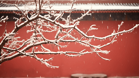 冬季故宫红墙雪景