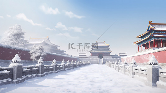 雪背景图片_大雪紫禁城被雪覆盖5背景图