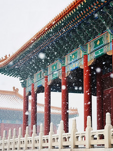 紫禁城背景图片_冬天红墙瓦檐下雪大雪3