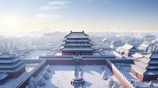 大雪背景图片_大雪紫禁城被雪覆盖12背景图片