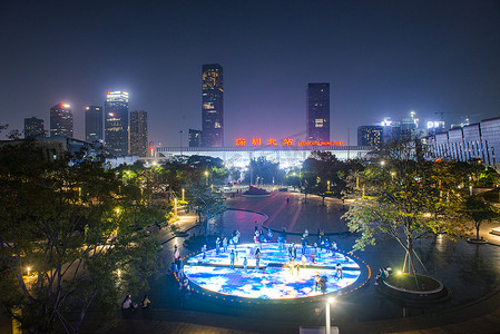 深圳地标城市夜景深圳北站风景摄影图