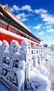 大雪下雪飘雪摄影照片_冬季故宫雪景摄影图6