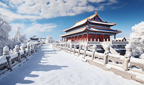 小雪风景图摄影照片_冬季故宫雪景摄影图2