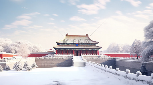 雪背景图片_大雪紫禁城被雪覆盖9背景