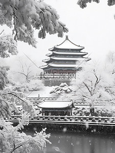 故宫宏伟建筑的雪景14背景图