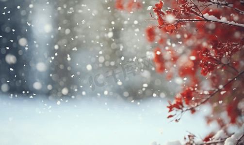 风景飘雪摄影照片_冬天雪景雪花飘落摄影图1