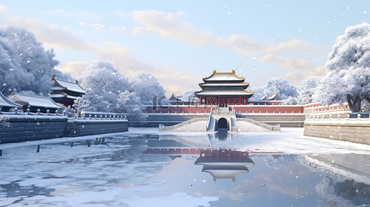 大雪故宫背景图片_大雪紫禁城被雪覆盖11设计图