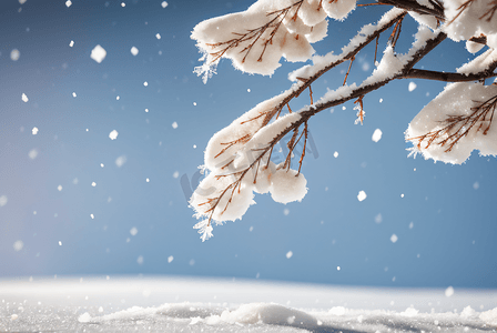 冬季树枝上的雪花冬季背景2